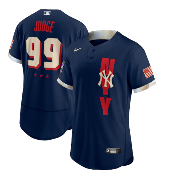 New York Yankees #99 Aaron Judge 2021 Navy All-Star Flex Base Stitched Jersey