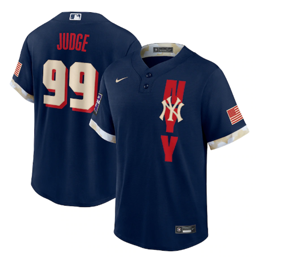 New York Yankees #99 Aaron Judge 2021 Navy All-Star Cool Base Stitched Jersey