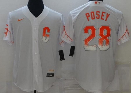 San Francisco Giants #28 Buster Posey White 2021 City Connect Stitched Cool Base Jersey San Francisco Giants #28 Buster Posey White 2021 City Connect Stitched Cool Base Jersey