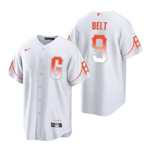 San Francisco Giants #9 Brandon Belt White 2021 City Connect Cool Base Jersey