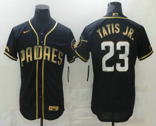San Diego Padres #23 Fernando Tatis Jr Black 2021 Golden Edition Stitched Flex Base Jersey