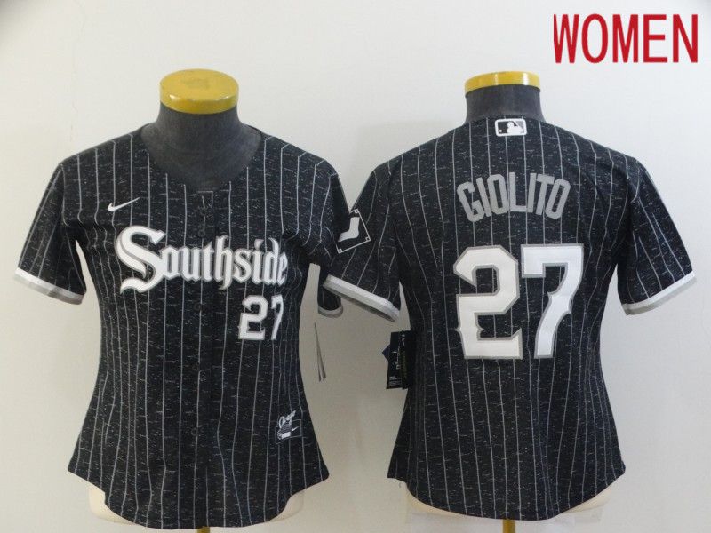 Women's Chicago White Sox 27 Giolito City Edition Black Game 2021 Jerseys Women's Chicago White Sox 27 Giolito City Edition Black Game 2021 Jerseys