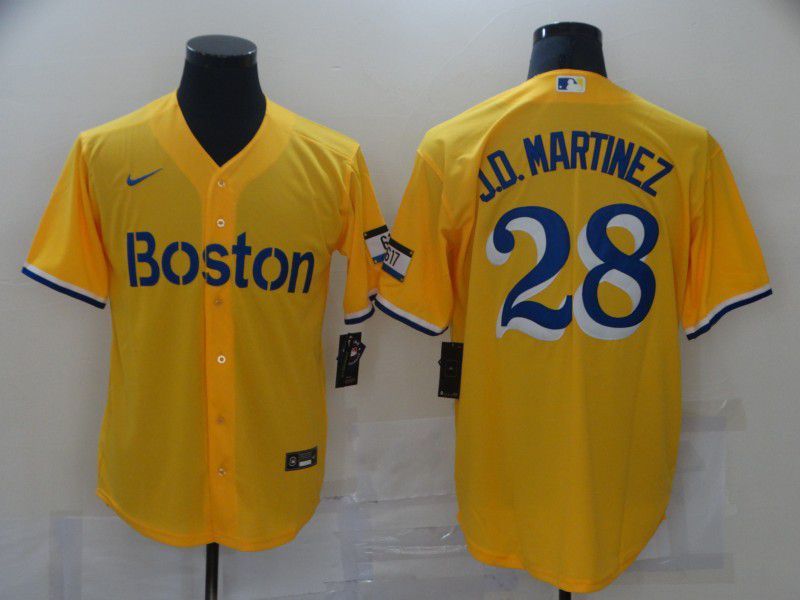 Boston Red Sox 28 J.D.Martinez Yellow City Edition Game 2021 Jerseys