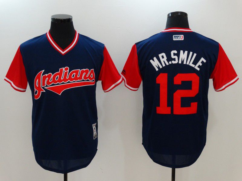 Cleveland Indians 12 Mr.smile Blue Game Legend Edition Jersey Cleveland Indians 12 Mr.smile Blue Game Legend Edition Jersey