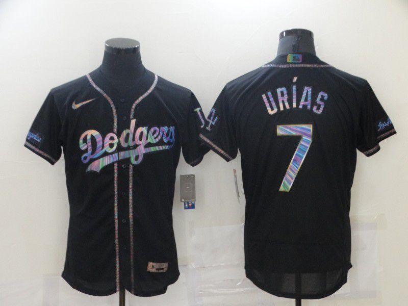 Los Angeles Dodgers 7 Urias Black Colorful Edition Elite 2021 Jersey Los Angeles Dodgers 7 Urias Black Colorful Edition Elite 2021 Jersey
