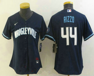 Women's chicago cubs #44 anthony rizzo navy blue 2021 city connect stitched mlb cool base jersey