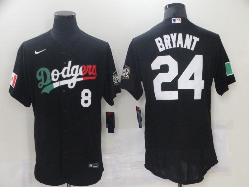 Los Angeles Dodgers #8 #24 Kobe Bryant Black Mexico 2020 World Series Flex Base Jersey Los Angeles Dodgers #8 #24 Kobe Bryant Black Mexico 2020 World Series Flex Base Jersey
