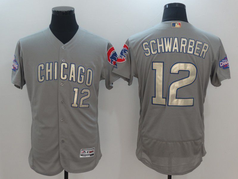 Chicago Cubs 12 Schwarber Gray Champion gold character Elite 2021 Jerseys Chicago Cubs 12 Schwarber Gray Champion gold character Elite 2021 Jerseys