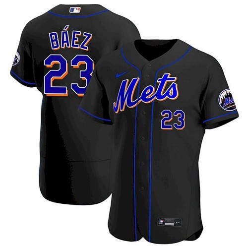 New York Mets #23 Javier Baez Black Anthentic Jersey