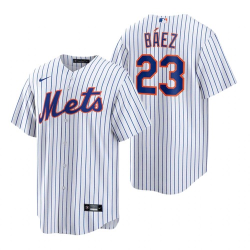New York Mets #23 Javier Baez White Replica Home Jersey New York Mets #23 Javier Baez White Replica Home Jersey