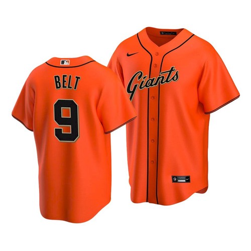 San Francisco Giants #9 Brandon Belt Alternate Orange Jersey