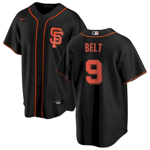 San Francisco Giants #9 Brandon Belt Black Alternate Jersey