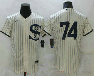 chicago white sox #74 eloy jimenez 2021 cream navy field of dreams flex base stitched jersey