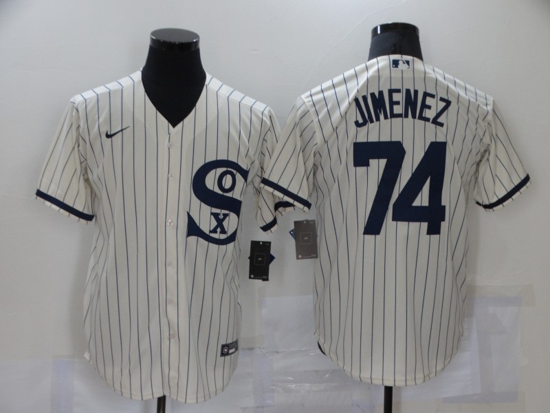 Chicago White Sox #74 Eloy Jimenez 2021 Cream Field of Dreams Name Cool Base Stitched Jersey