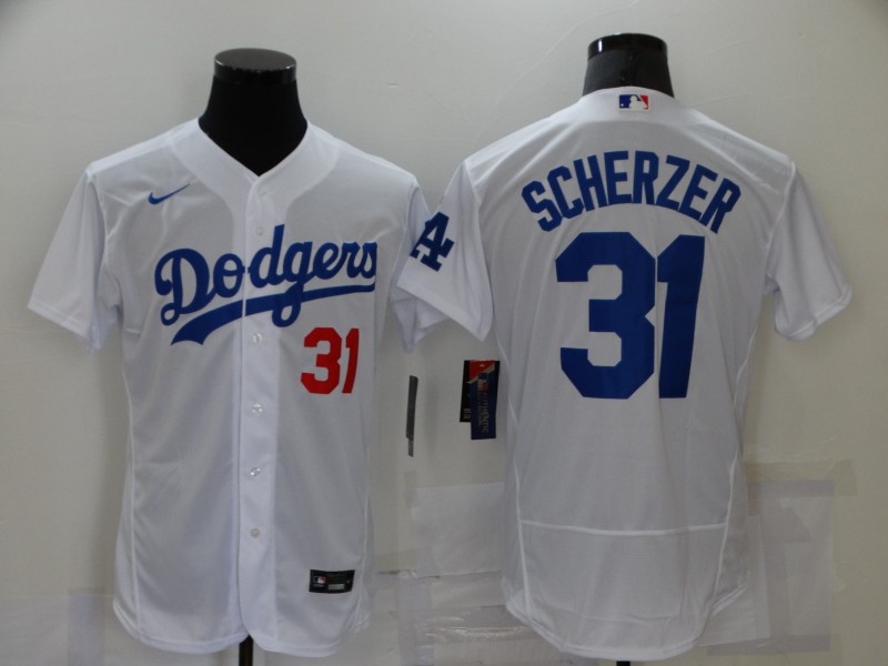 Los Angeles Dodgers #31 Max Scherzer White Stitched Flex Base Jersey Los Angeles Dodgers #31 Max Scherzer White Stitched Flex Base Jersey