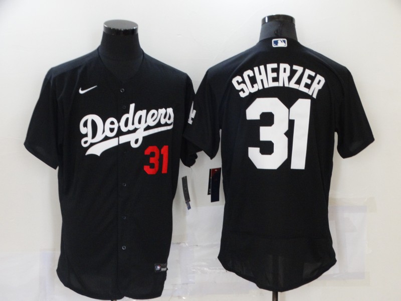 Los Angeles Dodgers #31 Max Scherzer Black Stitched Flex Base Jersey Los Angeles Dodgers #31 Max Scherzer Black Stitched Flex Base Jersey