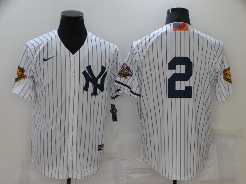 New York Yankees #2 Derek Jeter White 2001 Throwback Cooperstown Collection Stitched Jersey New York Yankees #2 Derek Jeter White 2001 Throwback Cooperstown Collection Stitched Jersey