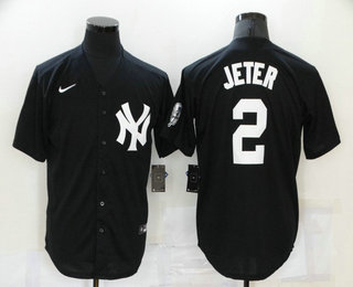 New York Yankees #2 Derek Jeter Black Stitched Cool Base Throwback Jersey New York Yankees #2 Derek Jeter Black Stitched Cool Base Throwback Jersey