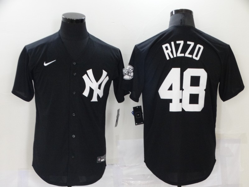 New York Yankees #48 Anthony Rizzo Black Stitched Cool Base Throwback Jersey
