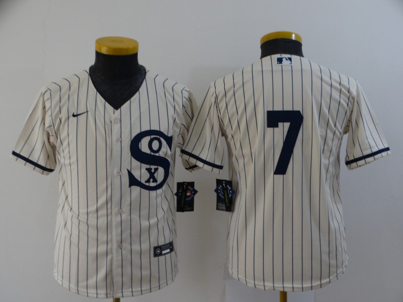 Youth Chicago White Sox #7 Tim Anderson 2021 Cream Field of Dreams Cool Base Stitched Jersey