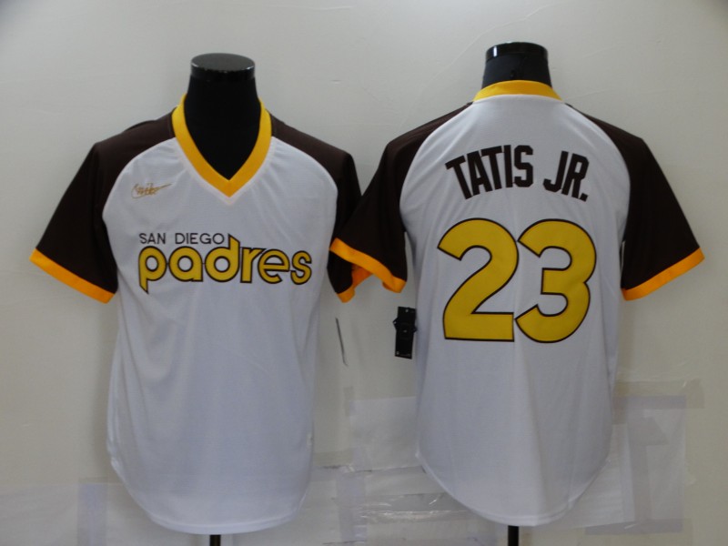 San Diego Padres #23 Fernando Tatis Jr White Stitched Cooperstown Cool Base Jersey