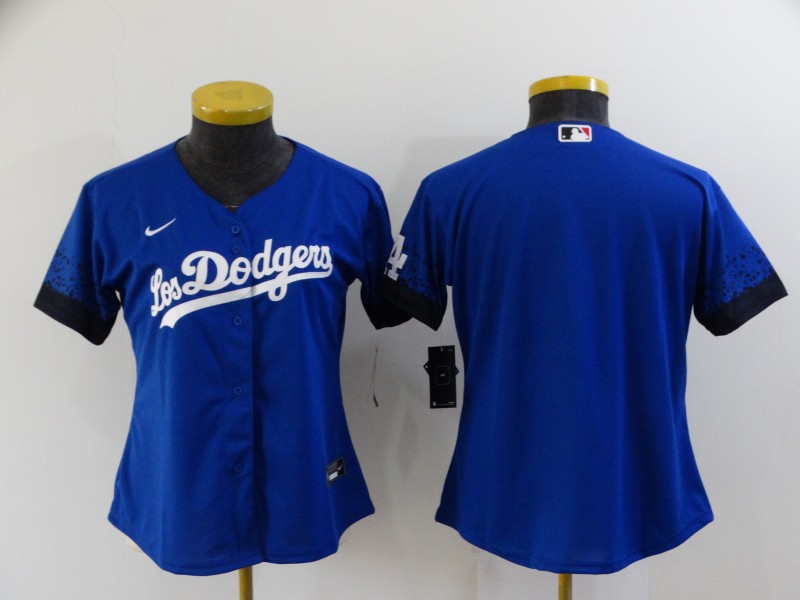 Women's Los Angeles Dodgers Team Blue 2021 City Connect Cool Base Stitched Jersey Women's Los Angeles Dodgers Team Blue 2021 City Connect Cool Base Stitched Jersey