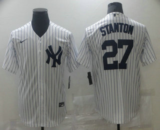 New York Yankees #27 Giancarlo Stanton White Stitched Cool Base Jersey New York Yankees #27 Giancarlo Stanton White Stitched Cool Base Jersey