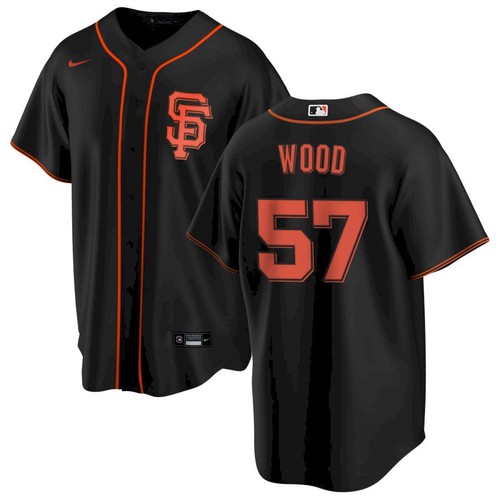 San Francisco Giants #57 Alex Wood Black Alternate Jersey