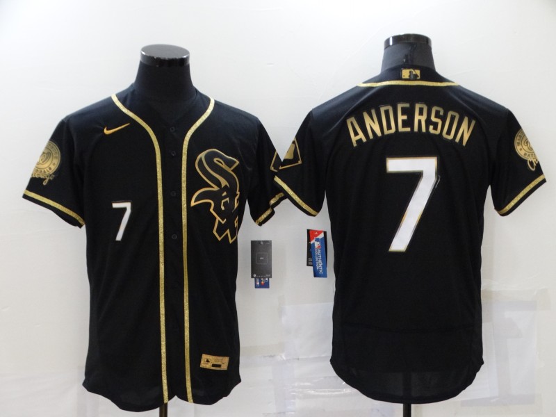 Chicago White Sox #7 Tim Anderson Black 2021 Golden Edition Stitched Flex Base Jersey