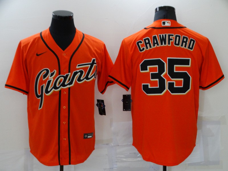 San Francisco Giants #35 Brandon Crawford Orange Stitched Cool Base Jersey