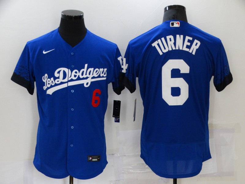 Los Angeles Dodgers #6 Trea Turner Blue 2021 City Connect Flex Base Stitched Jersey Los Angeles Dodgers #6 Trea Turner Blue 2021 City Connect Flex Base Stitched Jersey