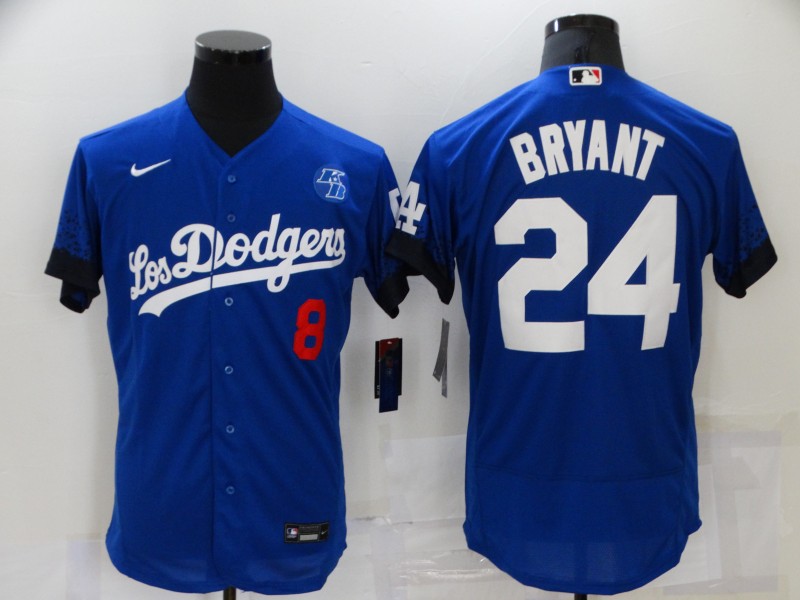 Los Angeles Dodgers #8 #24 Kobe Bryant Blue 2021 City Connect Flex Base Stitched Jersey Los Angeles Dodgers #8 #24 Kobe Bryant Blue 2021 City Connect Flex Base Stitched Jersey