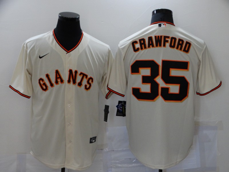 San Francisco Giants #35 Brandon Crawford Cream Stitched Cool Base Jersey