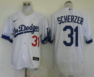 los angeles dodgers #31 max scherzer white 2021 city connect flex base stitched jersey los angeles dodgers #31 max scherzer white 2021 city connect flex base stitched jersey