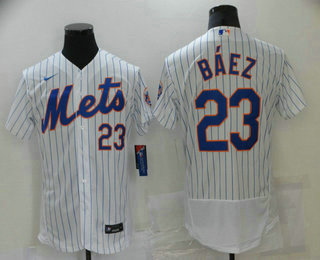 New York Mets #23 Javier Baez White Stitched Flex Base Jersey