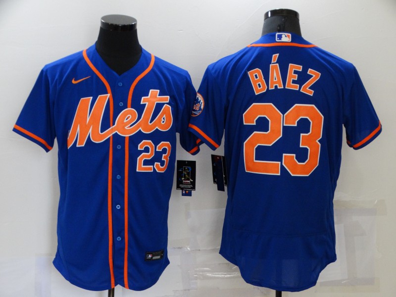 New York Mets #23 Javier Baez Blue Stitched Flex Base Jersey New York Mets #23 Javier Baez Blue Stitched Flex Base Jersey