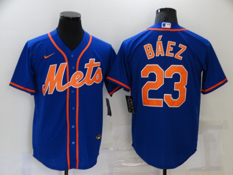 New York Mets #23 Javier Baez Blue Stitched Cool Base Jersey New York Mets #23 Javier Baez Blue Stitched Cool Base Jersey