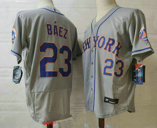 New york mets #23 javier baez grey stitched mlb flex base jersey