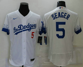 Los Angeles Dodgers #5 Corey Seager White 2021 City Connect Flex Base Stitched Jersey Los Angeles Dodgers #5 Corey Seager White 2021 City Connect Flex Base Stitched Jersey