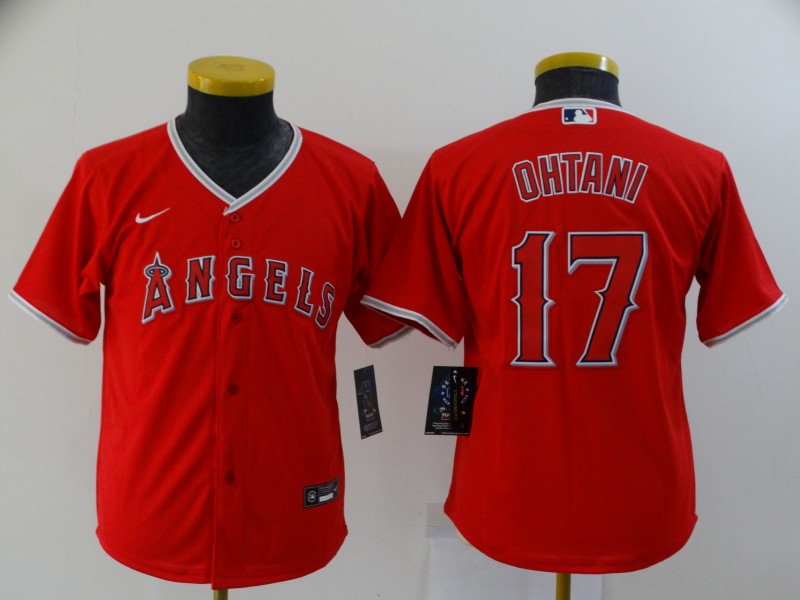 Youth Los Angeles Angels #17 Shohei Ohtani Red Stitched Cool Base Jersey