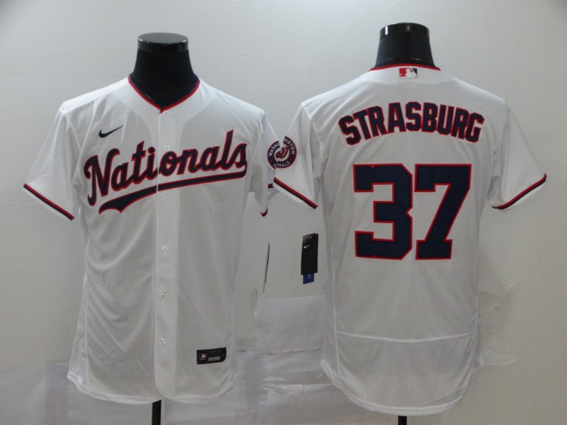 Washington Nationals #37 Stephen Strasburg White Stitched Flex Base Jersey
