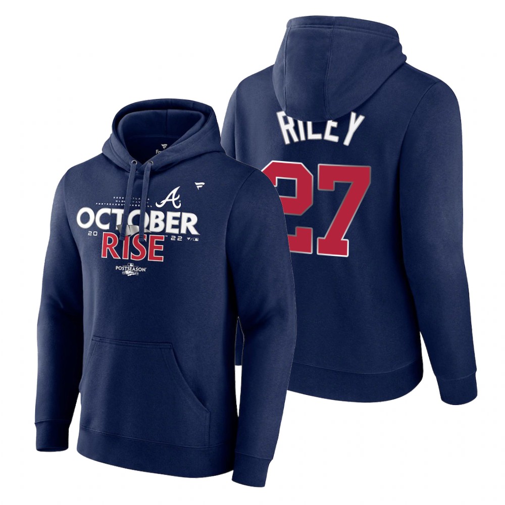 Atlanta Braves Austin Riley Navy 2022 Postseason Locker Room Hoodie