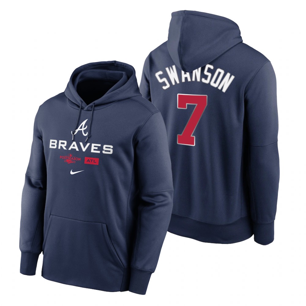 Atlanta Braves Dansby Swanson Navy 2022 Postseason Hoodie