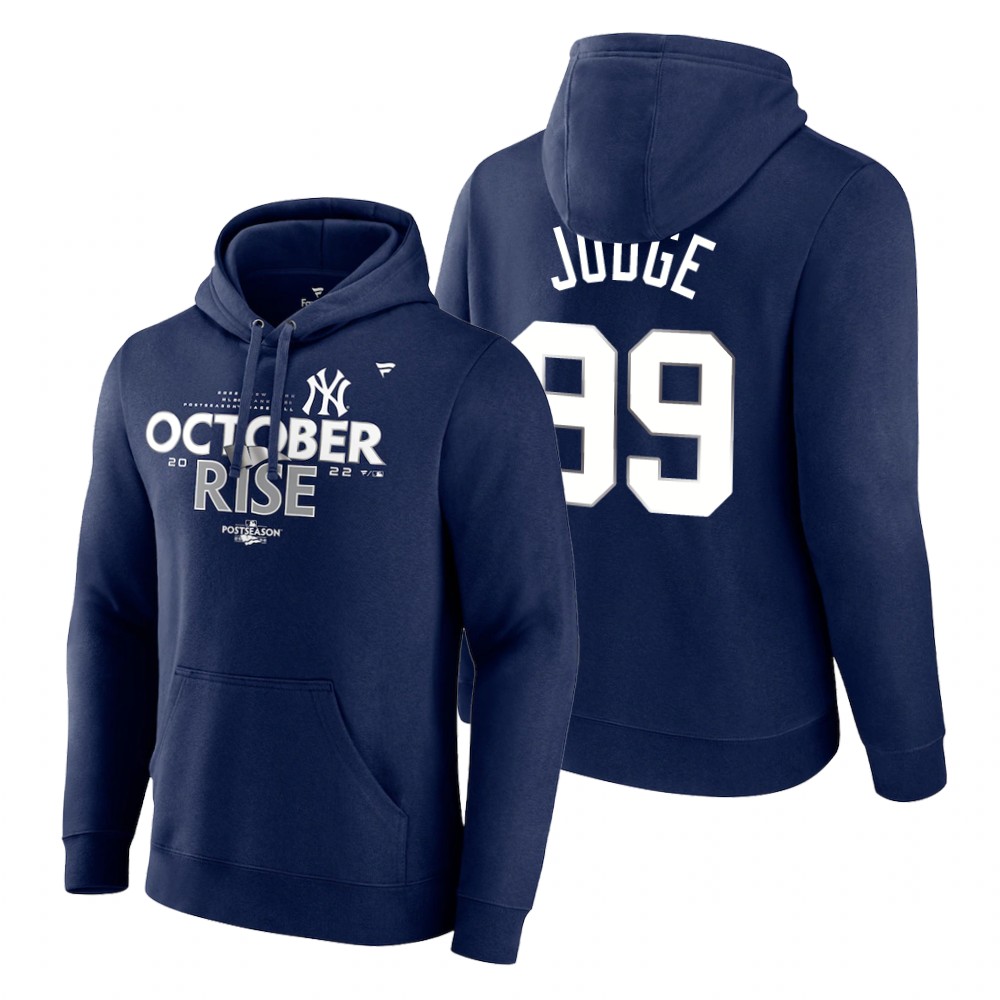 New York Yankees Aaron Judge Navy 2022 Postseason Locker Room Hoodie