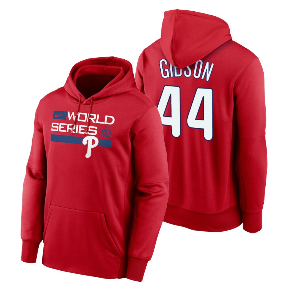Philadelphia Phillies Kyle Gibson Red 2022 World Series Dugout Hoodie