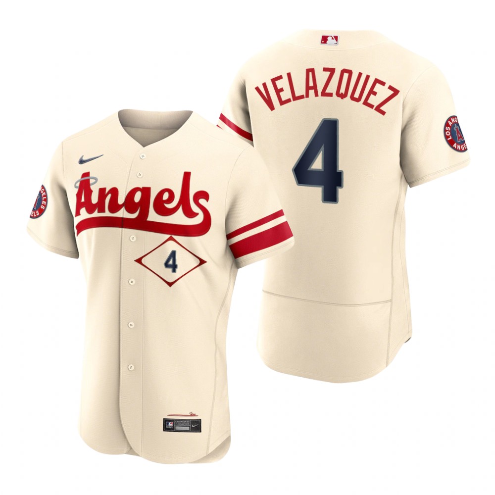 Men's Los Angeles Angels Andrew Velazquez Cream 2022 City Connect Authentic Jersey