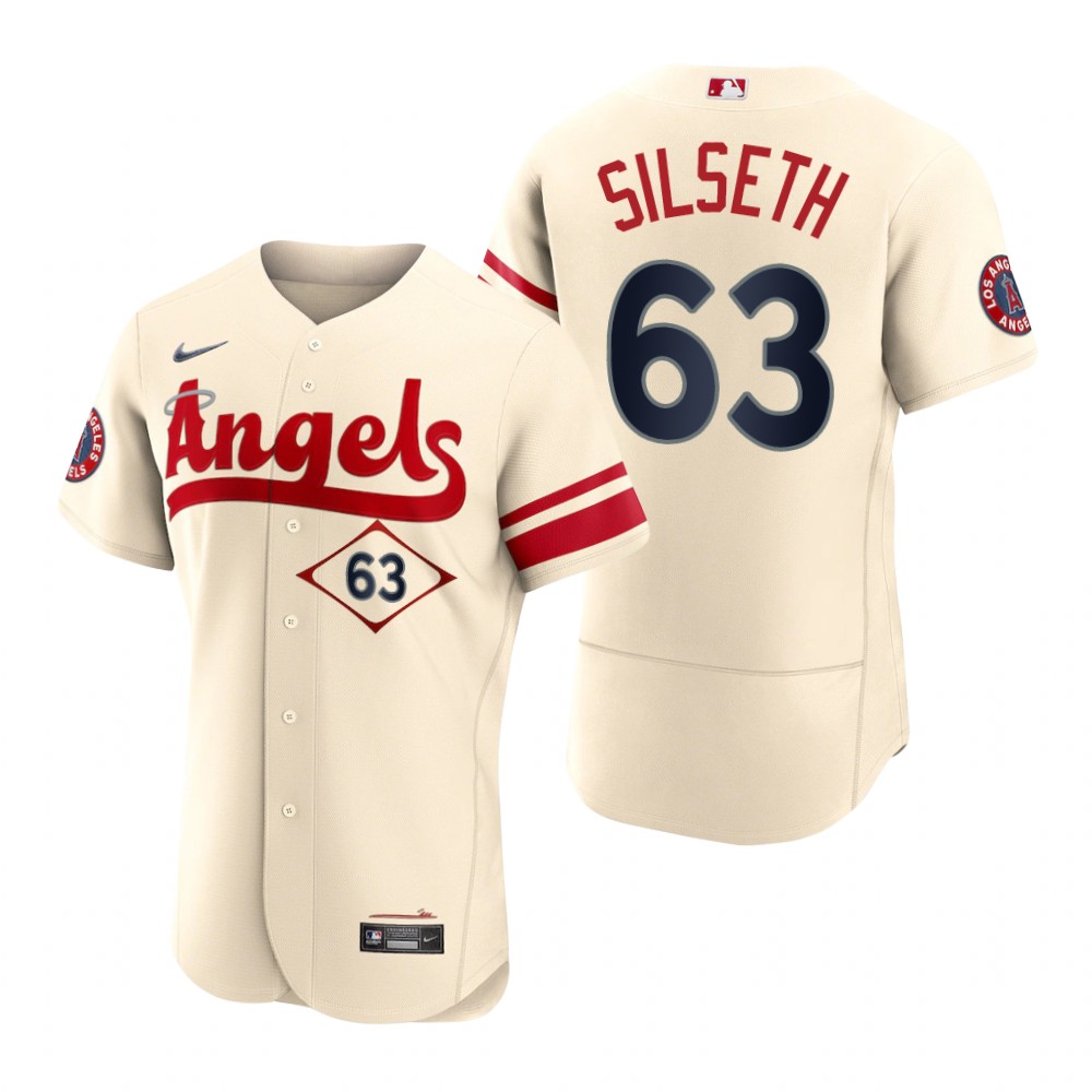 Men's Los Angeles Angels Chase Silseth Cream 2022 City Connect Authentic Jersey Men's Los Angeles Angels Chase Silseth Cream 2022 City Connect Authentic Jersey