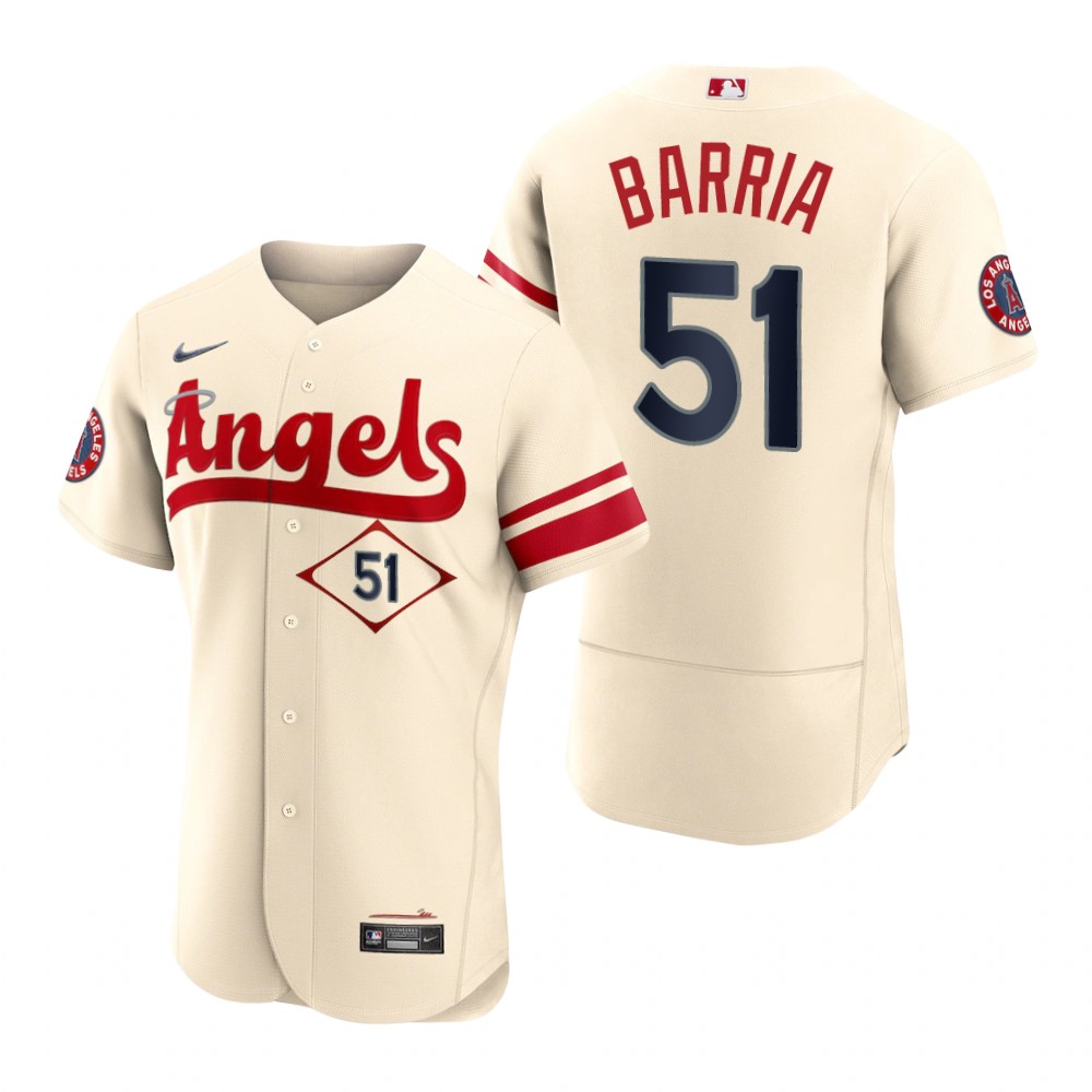 Men's Los Angeles Angels Jaime Barria Cream 2022 City Connect Authentic Jersey