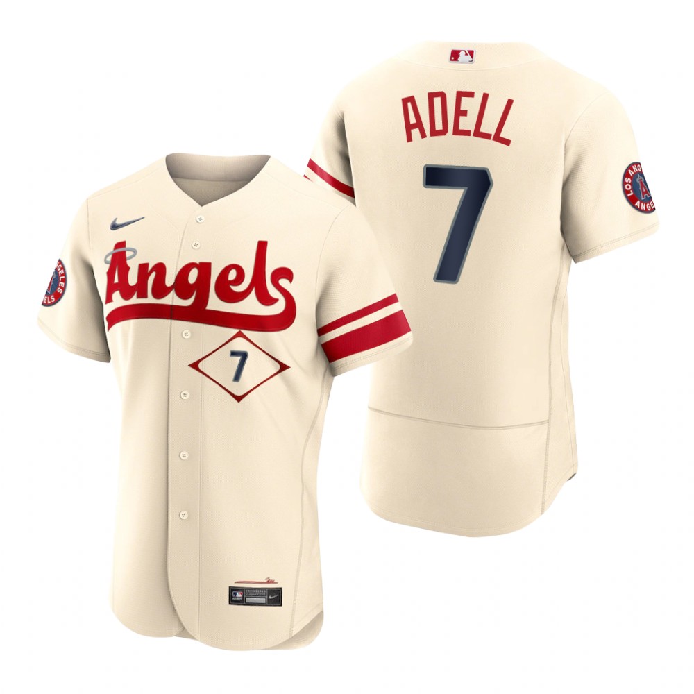 Men's Los Angeles Angels Jo Adell Cream 2022 City Connect Authentic Jersey Men's Los Angeles Angels Jo Adell Cream 2022 City Connect Authentic Jersey