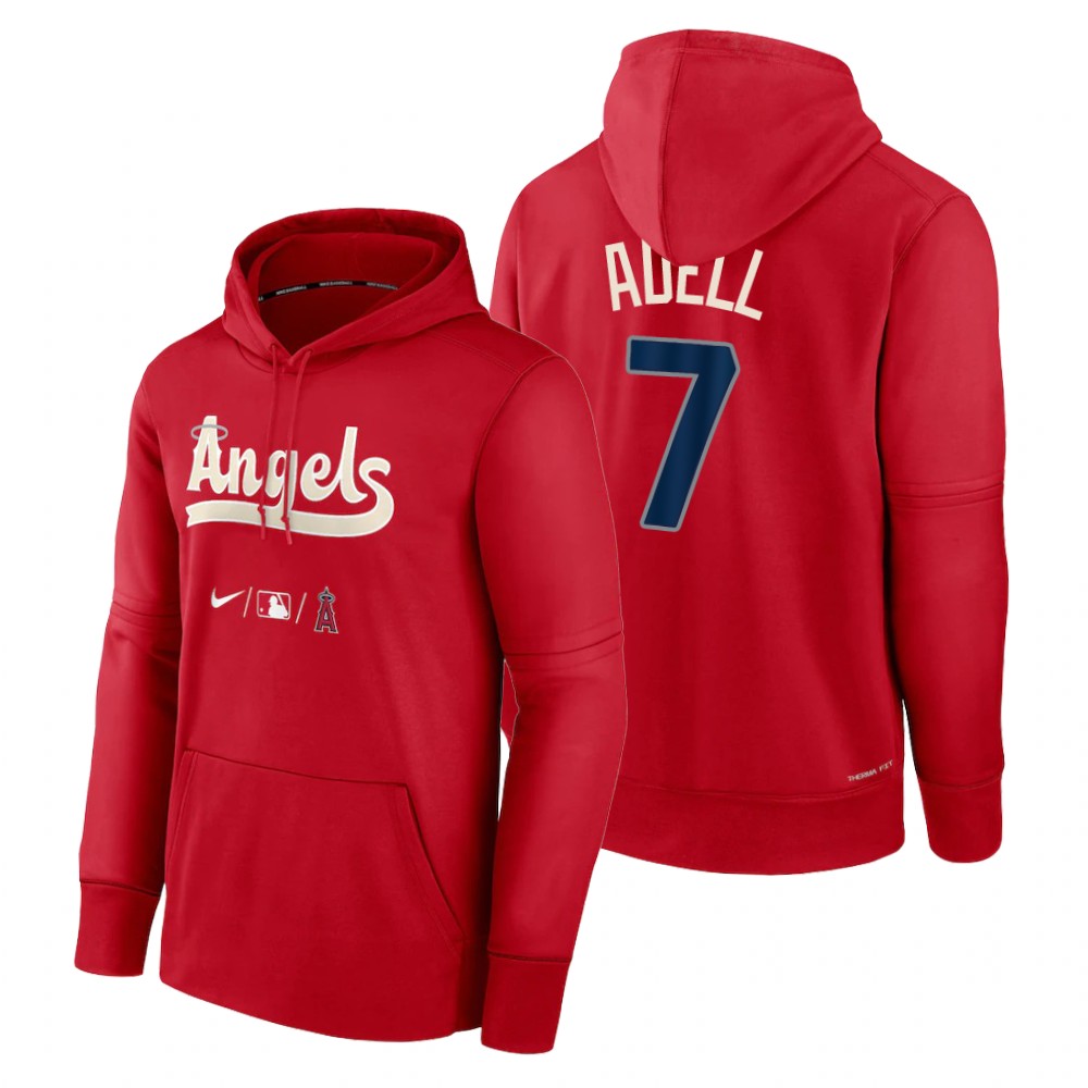 Los Angeles Angels Jo Adell Red 2022 City Connect Therma Hoodie Los Angeles Angels Jo Adell Red 2022 City Connect Therma Hoodie